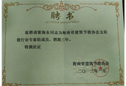 太陽能行業 專家組證書